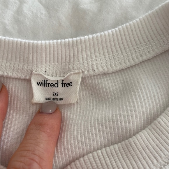 White ribbed cotton crop long sleeve